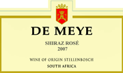 De Meye 2007 Shiraz Rose